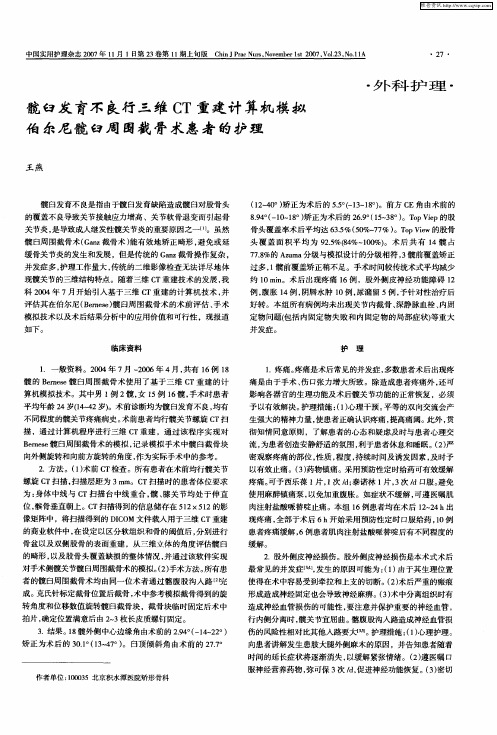 髋臼发育不良行三维CT重建计算机模拟伯尔尼髋臼周围截骨术患者的护理