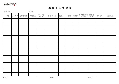 车辆出车登记表