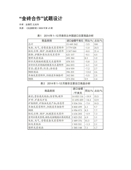 “金砖合作”试题设计