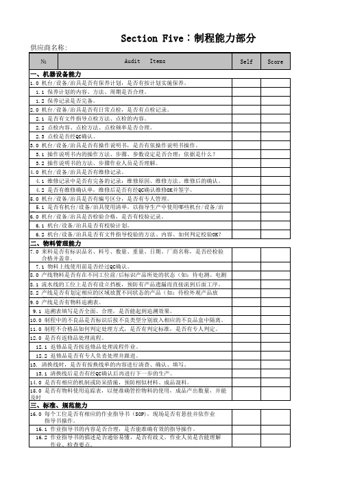 供应商稽核表