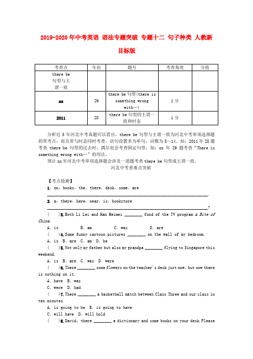 2019-2020年中考英语 语法专题突破 专题十二 句子种类 人教新目标版