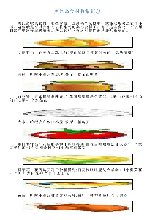 奥比岛食材收集汇总