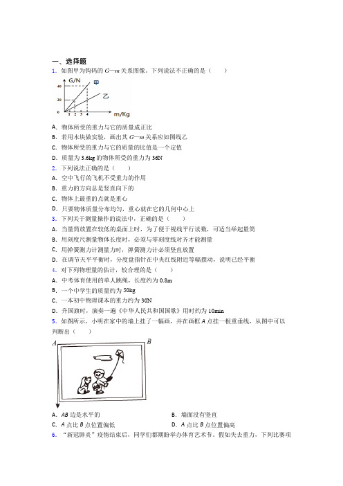 西安行知中学初中物理八年级下册第七章《力》检测题(答案解析)