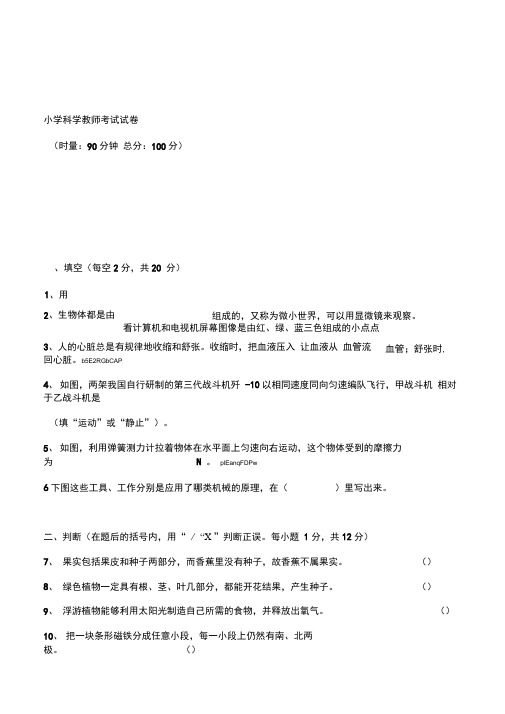 小学科学教师教学基本功考试试卷