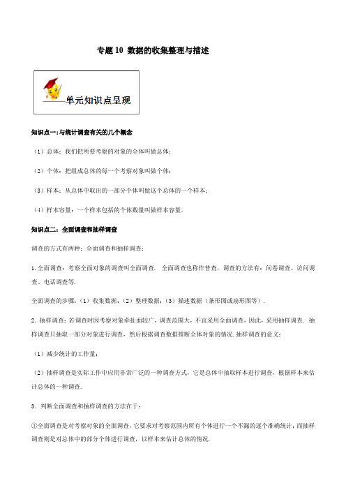 2021年数学中考一轮单元总复习达标精准突破专题10 数据的收集整理与描述(解析版)