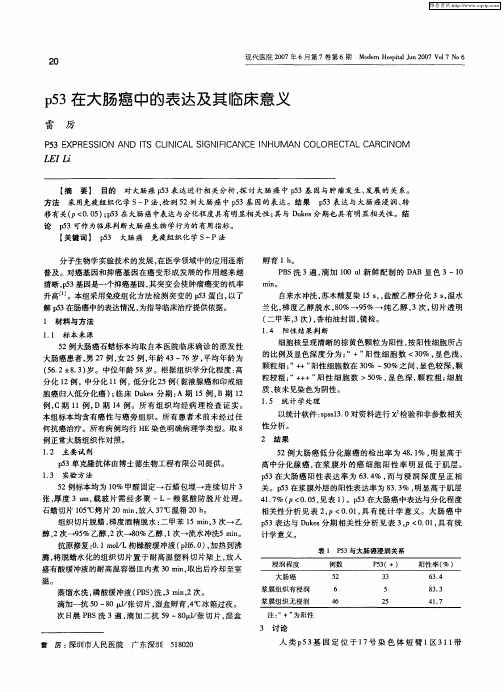 p53在大肠癌中的表达及其临床意义