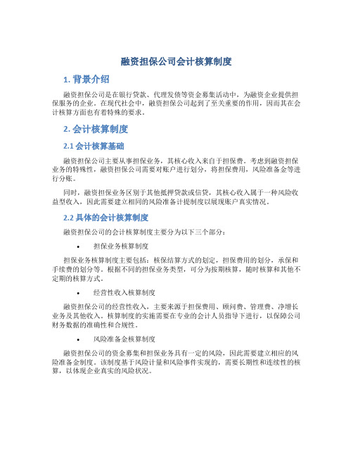 融资担保公司会计核算制度