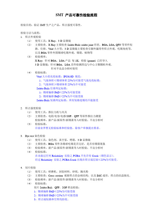 SMT 产品可靠性检验流程