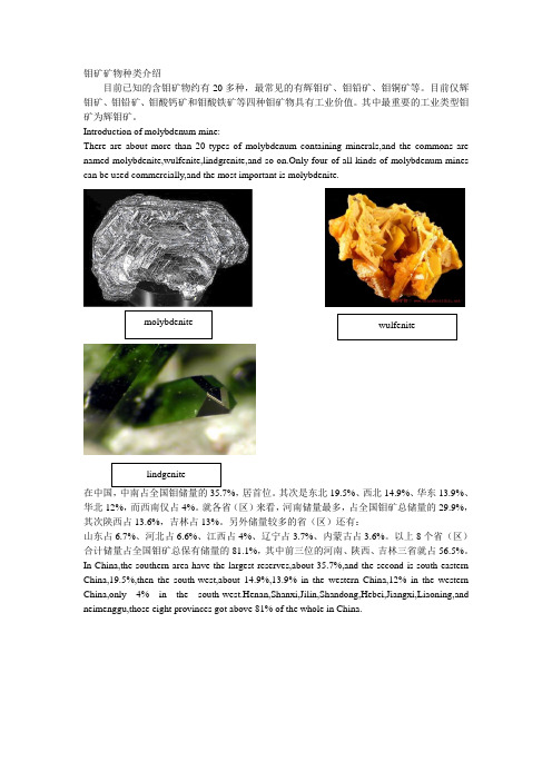 钼矿种类与分布