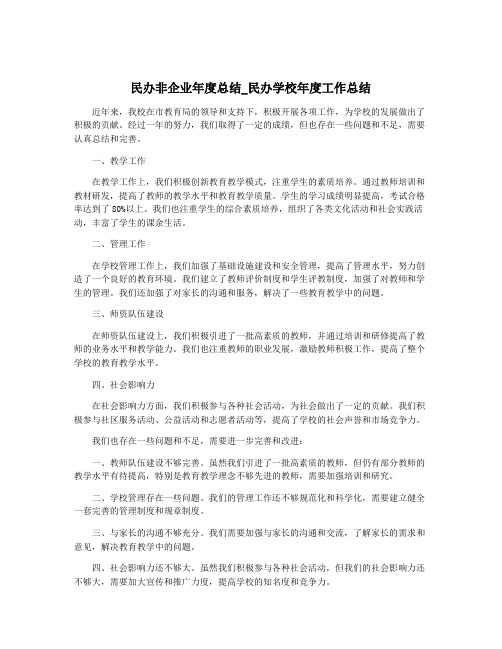 民办非企业年度总结_民办学校年度工作总结