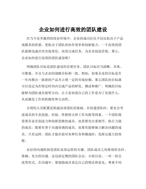 企业如何进行高效的团队建设