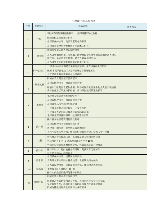 工程施工机具检查表