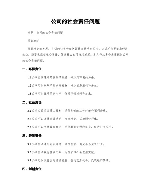 公司的社会责任问题