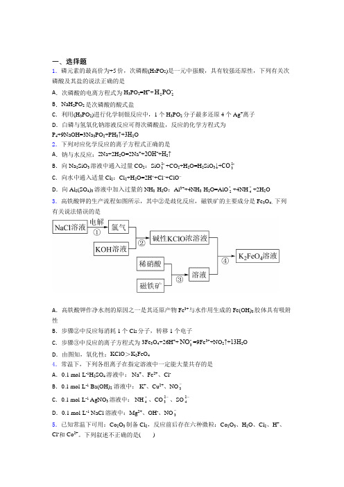 人教版初中高中化学必修一第一章《物质及其变化》(含答案解析)(1)