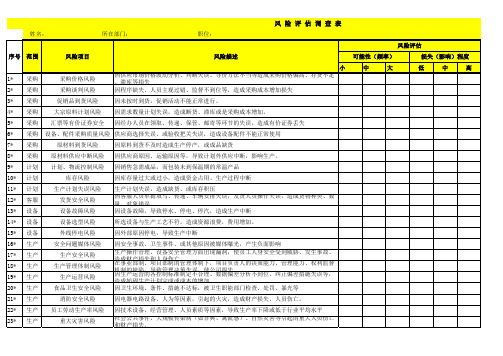 风险评估调查表