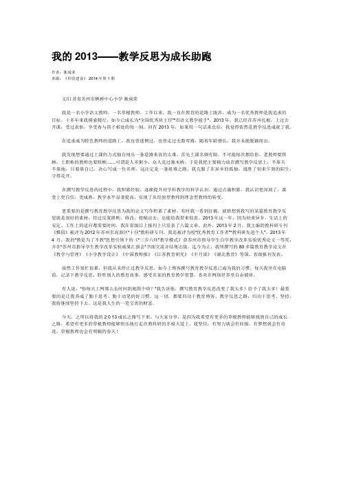 我的2013——教学反思为成长助跑