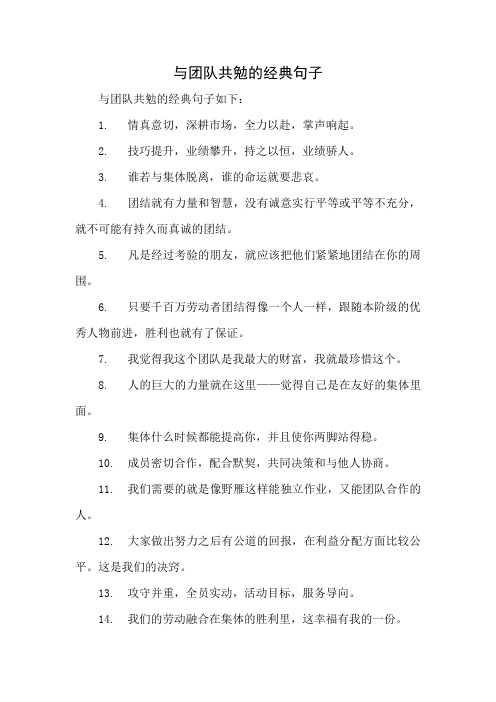 与团队共勉的经典句子