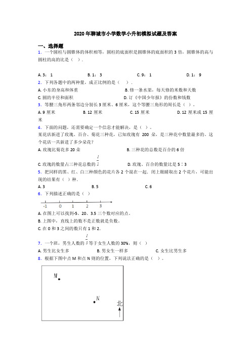 2020年聊城市小学数学小升初模拟试题及答案