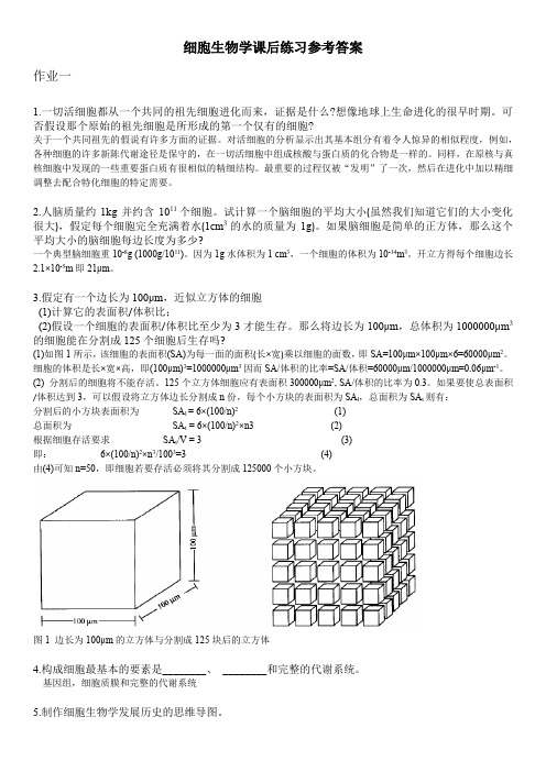 细胞生物学题目汇总