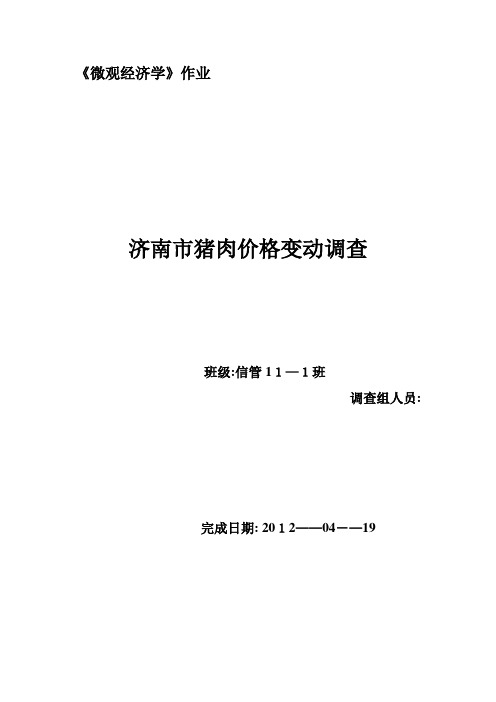 微观经济学猪肉价格论文【范本模板】