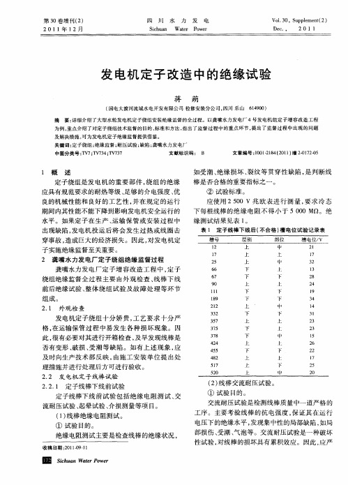 发电机定子改造中的绝缘试验