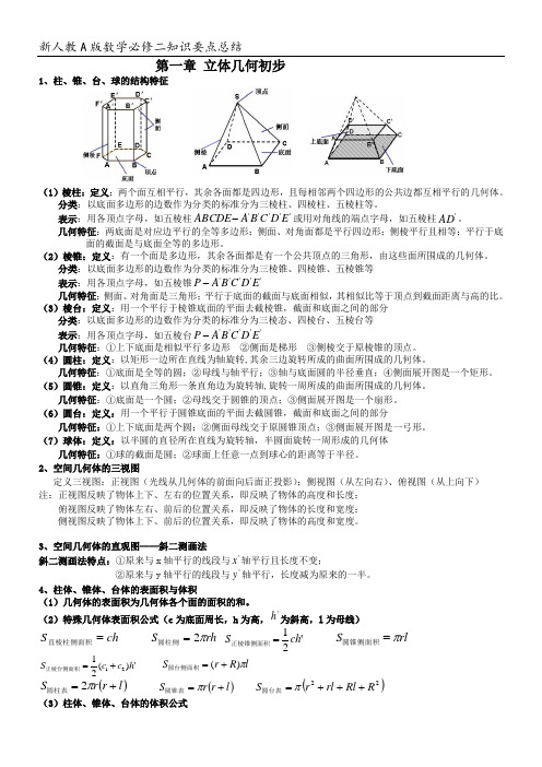 人教版数学必修二知识点总结上课讲义