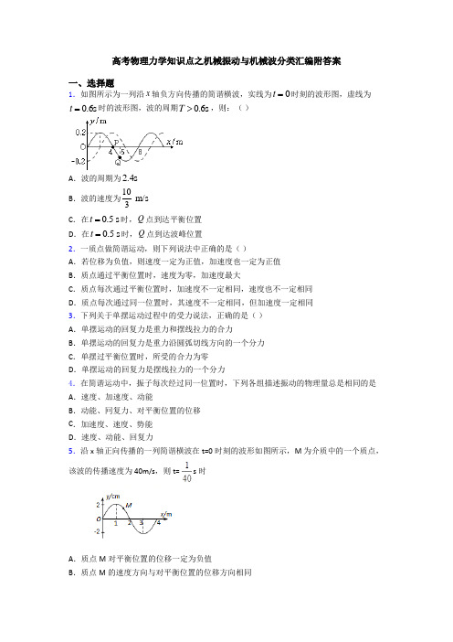 高考物理力学知识点之机械振动与机械波分类汇编附答案