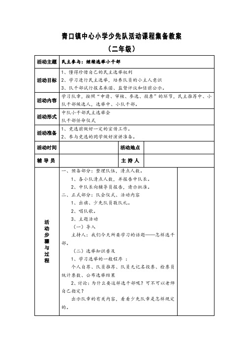 选举小干部  中队主题活动方案