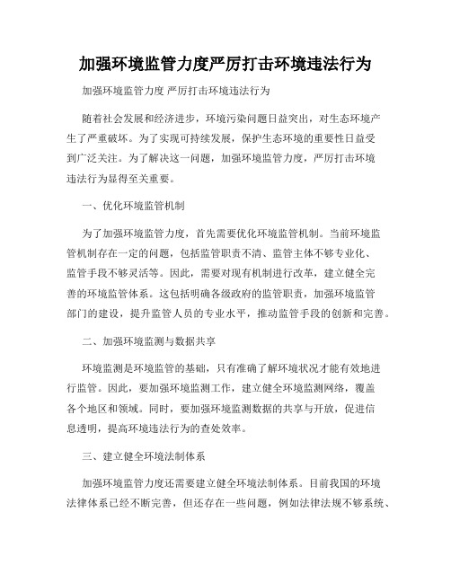 加强环境监管力度严厉打击环境违法行为