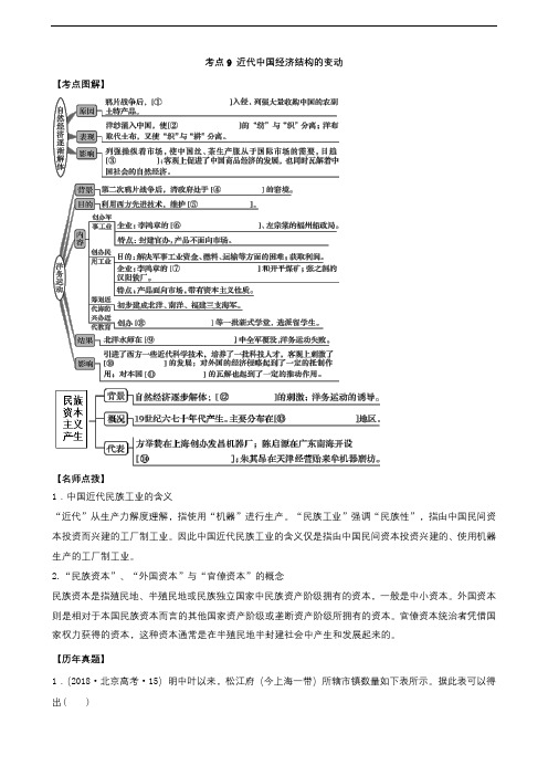 2007-2018高考历史真题汇编(经济史)考点精练9 近代中国经济结构的变动(原卷版)