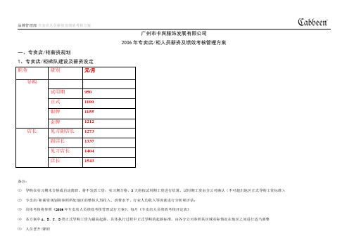 专卖店人员薪资和绩效考核管理方案