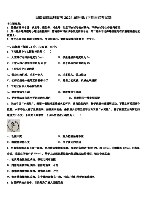 湖南省凤凰县联考2024届物理八下期末联考试题及答案解析