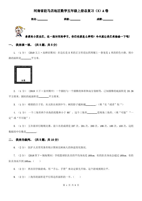 河南省驻马店地区数学五年级上册总复习(3)A卷