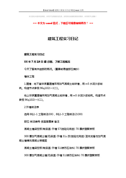 【2018-2019】建筑工程实习日记-精选word文档 (4页)