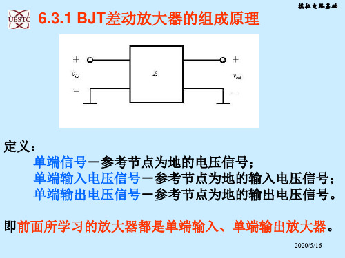 6.3.1BJT差动放大器的组成原理