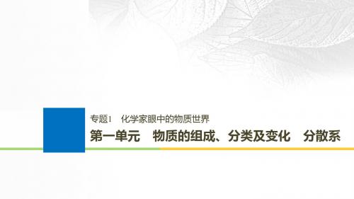 浙江省2019版高考化学大一轮复习专题1化学家眼中的物质世界第一单元物质的组成分类及变化分散系课