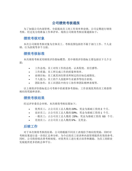 公司绩效考核通报