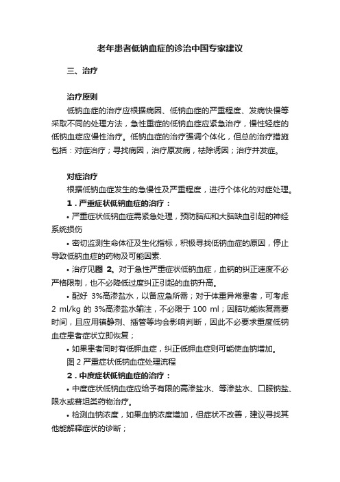 老年患者低钠血症的诊治中国专家建议