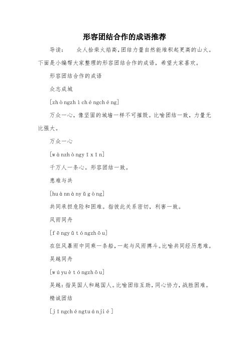 形容团结合作的成语推荐
