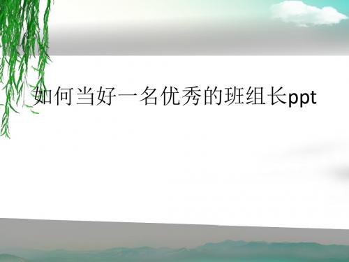 如何当好一名优秀的班组长ppt.ppt