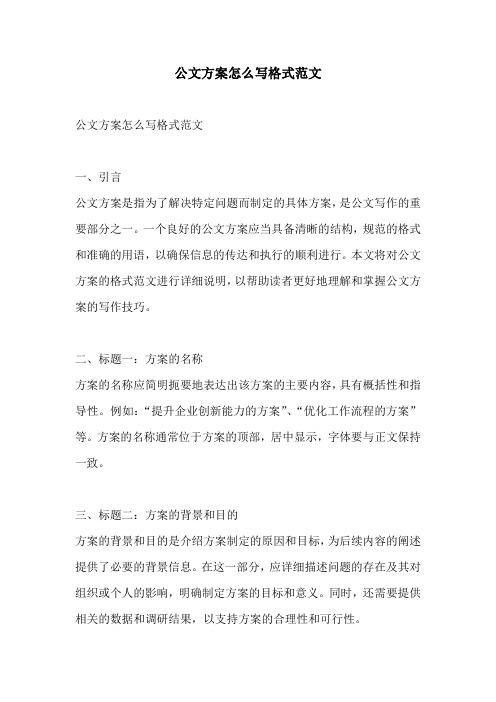 公文方案怎么写格式范文
