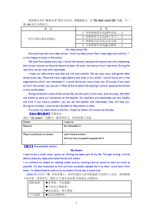 自己整理的2013年中考英语真题、话题作文)