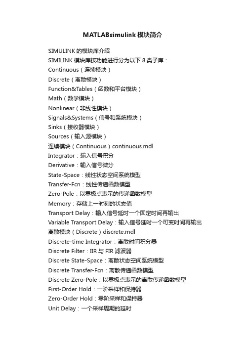 MATLABsimulink模块简介