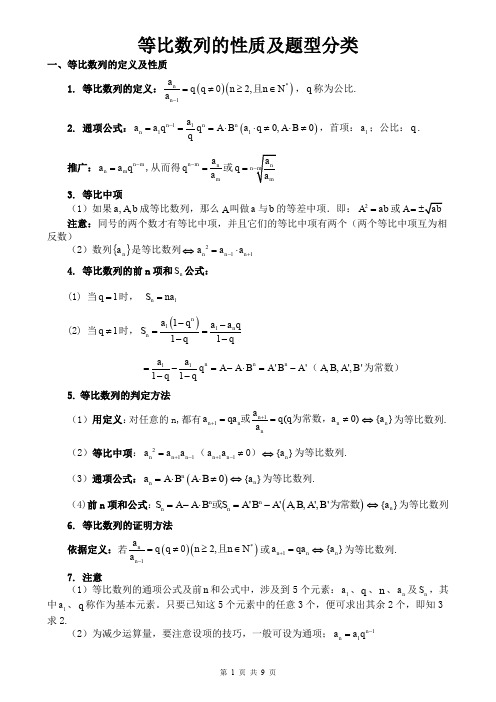 等比数列知识点总结与题型分类