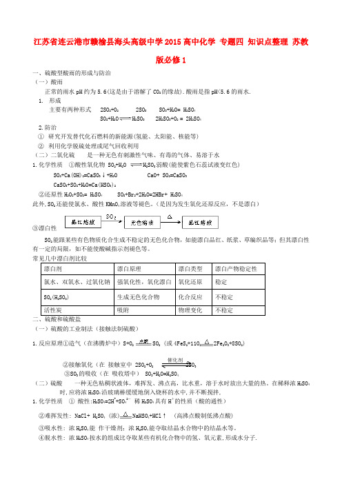 江苏省连云港市赣榆县海头高级中学高中化学 专题四 知识点整理 苏教版必修1