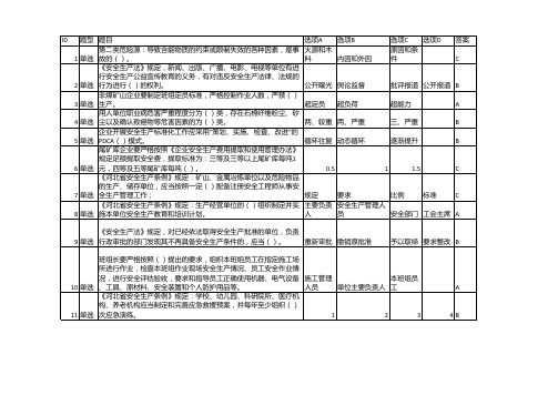 金属非金属地下矿山安全管理人员复训练习题3