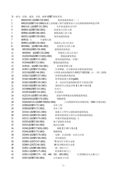 国家标准图集及地方图集目录大全