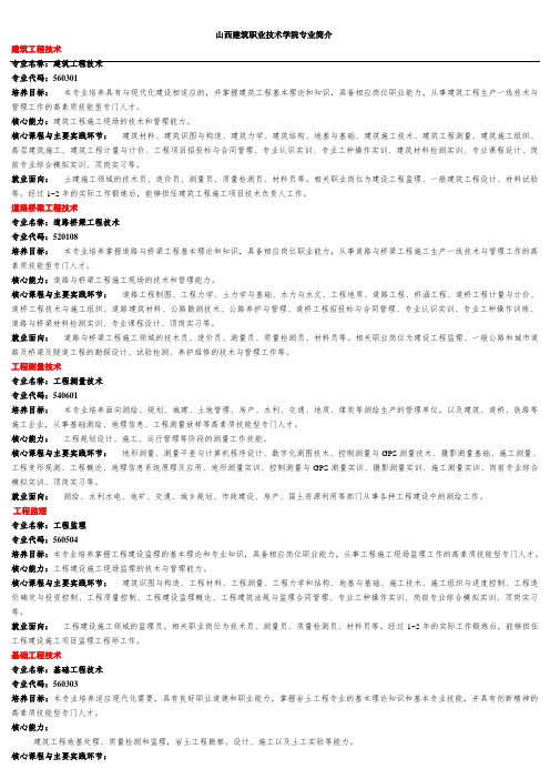 山西建筑职业技术学院专业简介