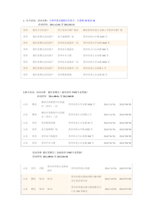 交通银行活动