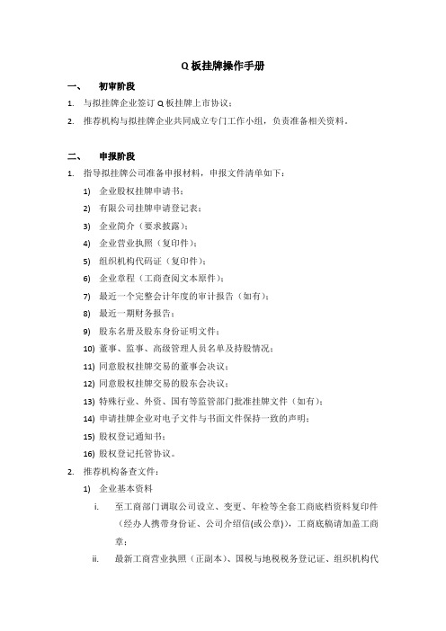 Q板挂牌操作手册